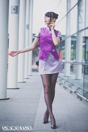 [Taiwan Zhengmei] Cai Yixin Candice "Tournage de rue en soie noire pour hôtesse de l'air"